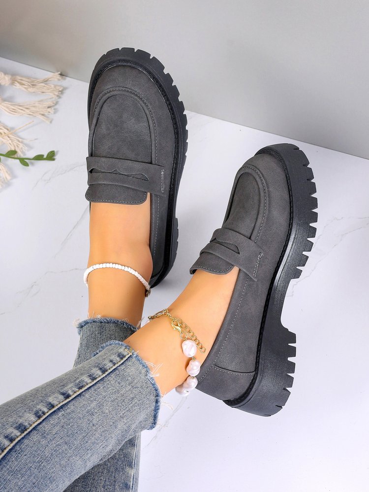 Retro British Style Platform Loafers Women 2024 Plus Size Round Toe Single Shoes Woman Thick Bottom Leather Oxford  Shoes Mujer
