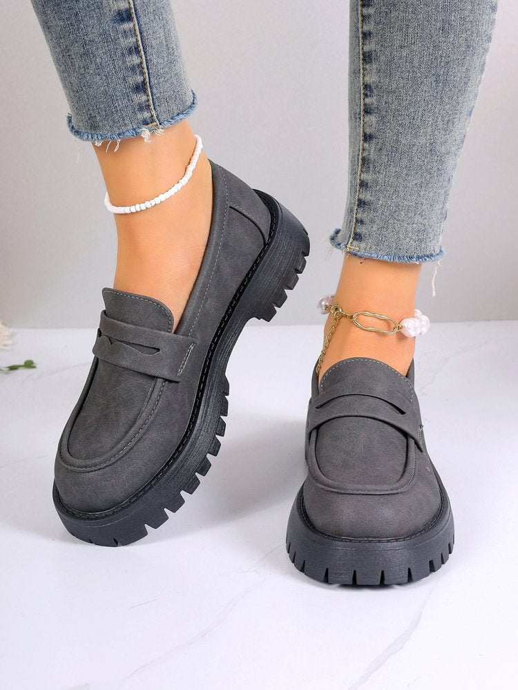 Retro British Style Platform Loafers Women 2024 Plus Size Round Toe Single Shoes Woman Thick Bottom Leather Oxford  Shoes Mujer