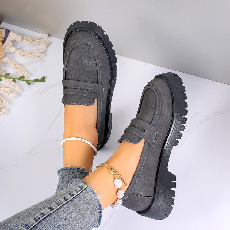 Retro British Style Platform Loafers Women 2024 Plus Size Round Toe Single Shoes Woman Thick Bottom Leather Oxford  Shoes Mujer