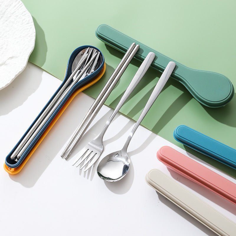 410 Stainless Steel Cutlery Set with Storage Case Korean Style Portable Tableware Set Home School Kitchen Dinnerware Services - The Melt Theory Lab by Kandylandlaiid LLC