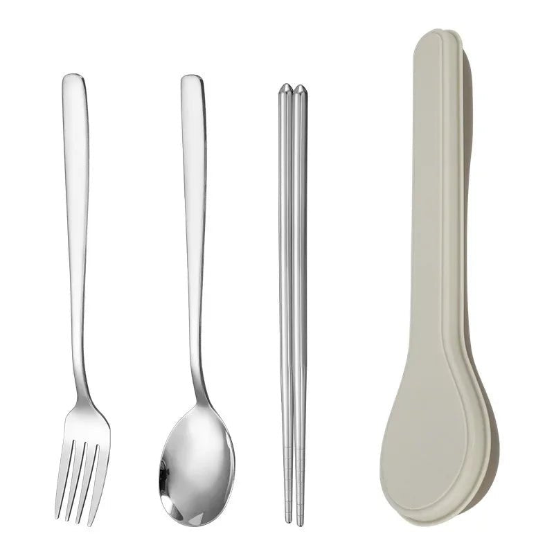 410 Stainless Steel Cutlery Set with Storage Case Korean Style Portable Tableware Set Home School Kitchen Dinnerware Services - The Melt Theory Lab by Kandylandlaiid LLC