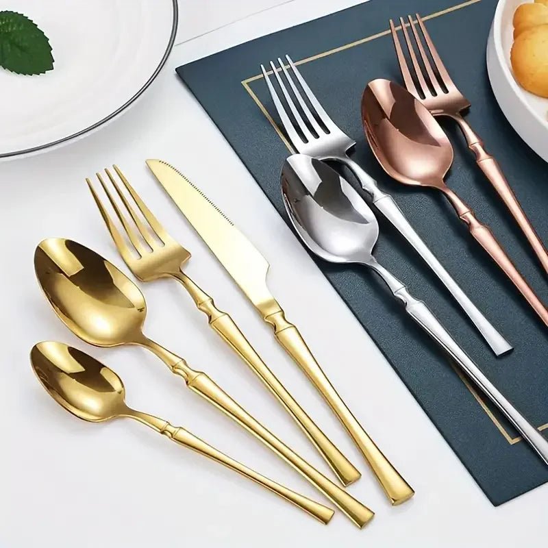 4/6/16/24pcs Stainless steel cutlery Small waist set Silver luxury cutlery Kitchen items include a knife, fork and spoon - The Melt Theory Lab by Kandylandlaiid LLC
