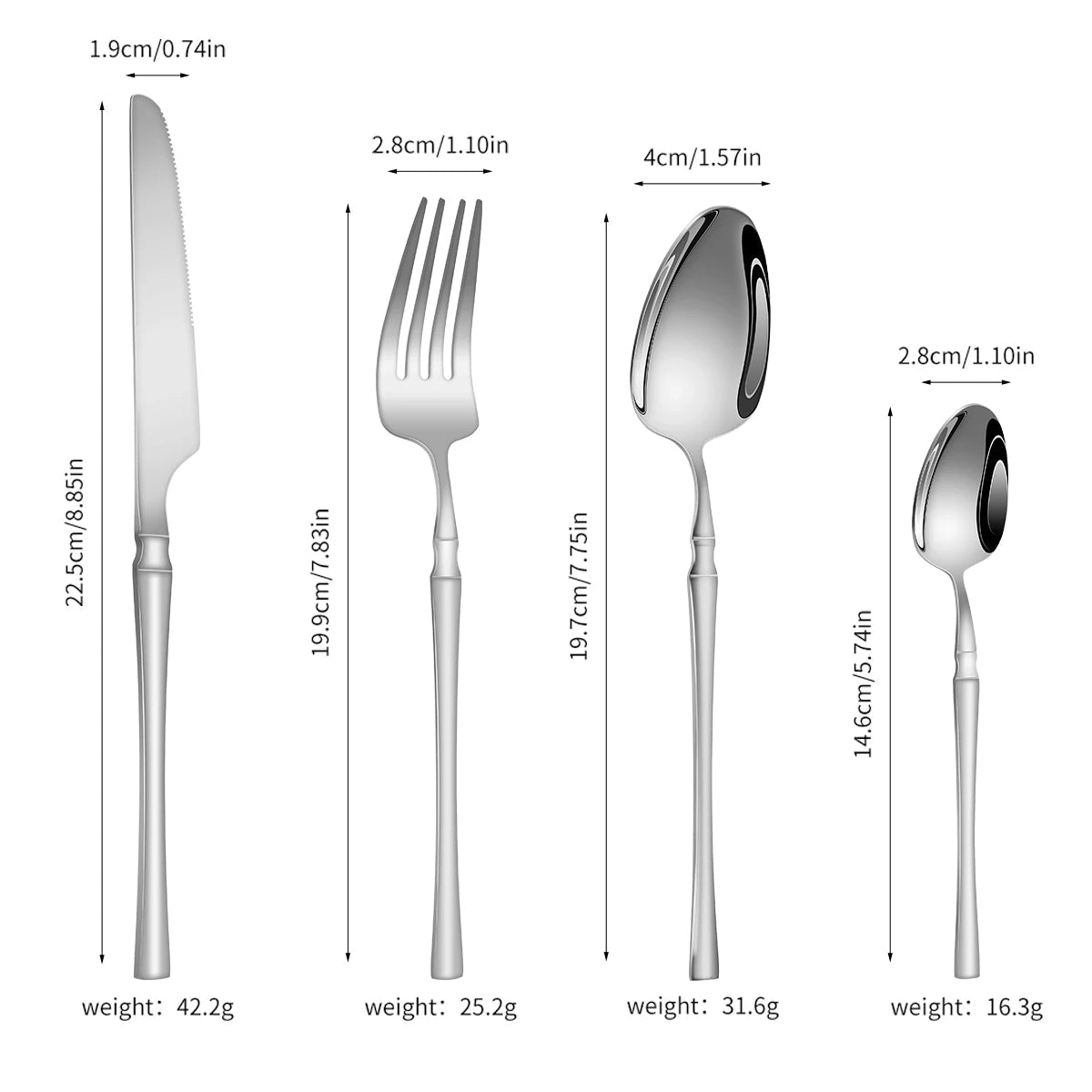 4/6/16/24pcs Stainless steel cutlery Small waist set Silver luxury cutlery Kitchen items include a knife, fork and spoon - The Melt Theory Lab by Kandylandlaiid LLC