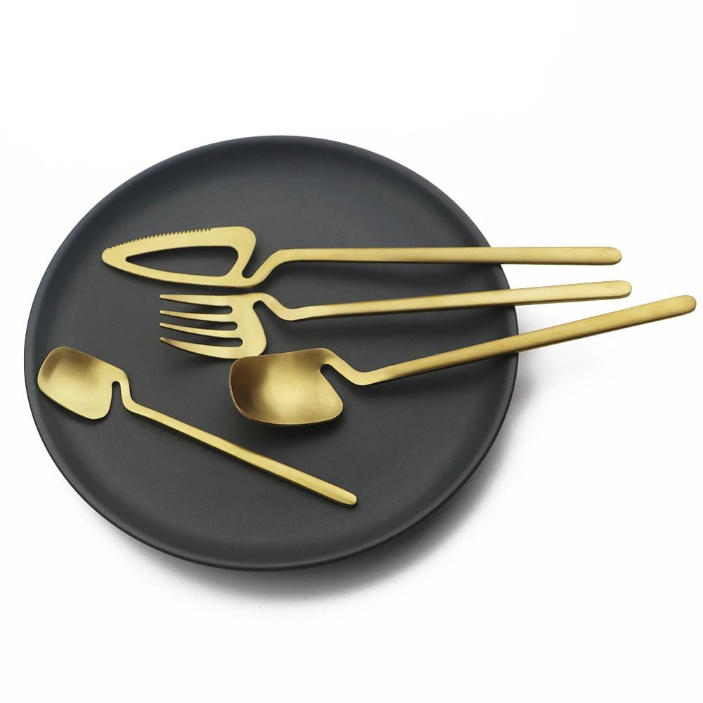 4Pcs Black Dinnerware Set Spoon Fork Cutlery Set Kitchen Table Decor Flatware Sets Kitchen Tools Desserts Soup Coffee Use - The Melt Theory Lab by Kandylandlaiid LLC