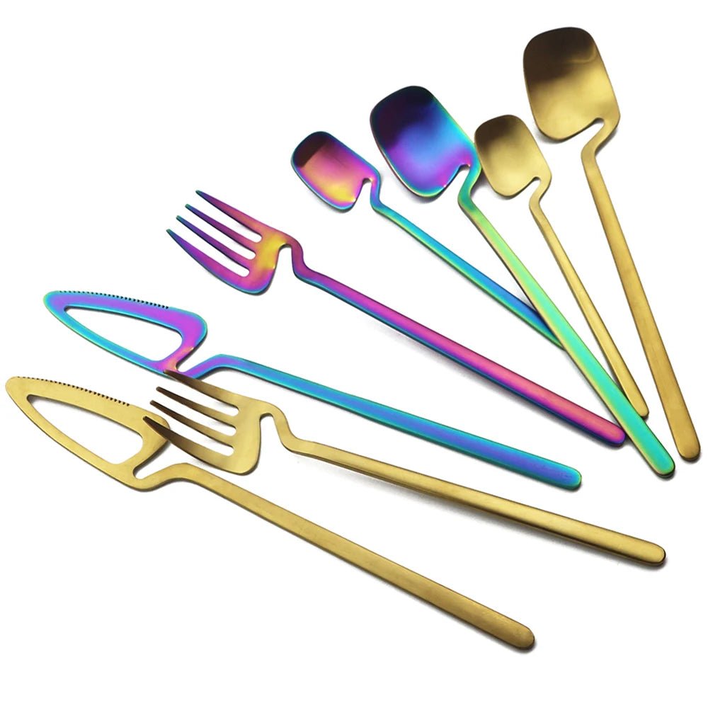 4Pcs Black Dinnerware Set Spoon Fork Cutlery Set Kitchen Table Decor Flatware Sets Kitchen Tools Desserts Soup Coffee Use - The Melt Theory Lab by Kandylandlaiid LLC