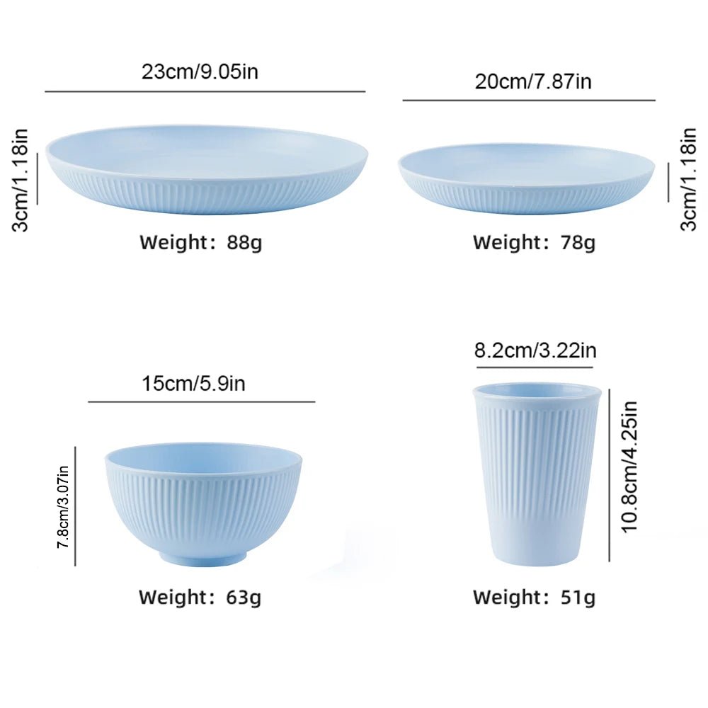 4Pcs Dinner Dishes Wheat Straw Dinner Plates Set Eco Friendly Full Tableware Of Plates Set Kitchen Accessories Plates Dinnerware - The Melt Theory Lab by Kandylandlaiid LLC