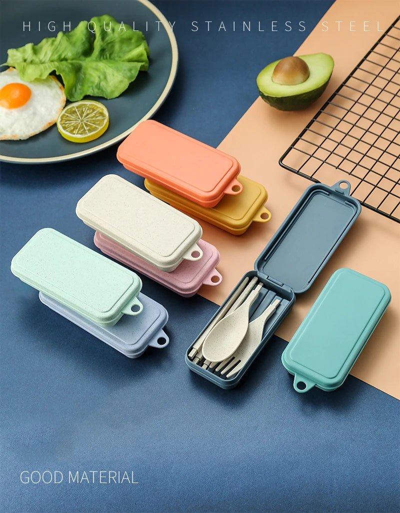 4Pcs Portable Tableware Set Wheat Straw Dinnerware Detachable Cutlery Travel Tableware Picnic Dinnerware Set Camping Cutlery Set - The Melt Theory Lab by Kandylandlaiid LLC