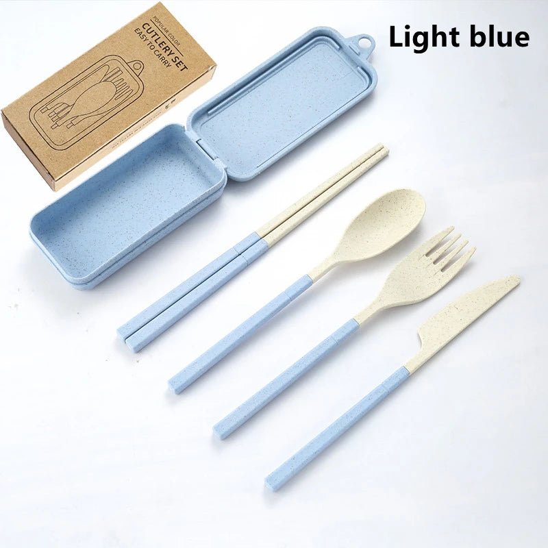 4Pcs Portable Tableware Set Wheat Straw Dinnerware Detachable Cutlery Travel Tableware Picnic Dinnerware Set Camping Cutlery Set - The Melt Theory Lab by Kandylandlaiid LLC