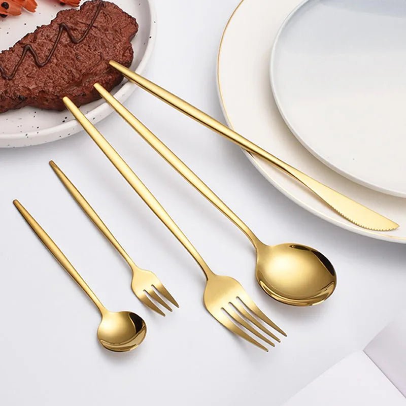 5pcs/30pcs Stainless steel cutlery set steak forks dessert spoons fruit forks are suitable for banquet restaurant guests - The Melt Theory Lab by Kandylandlaiid LLC