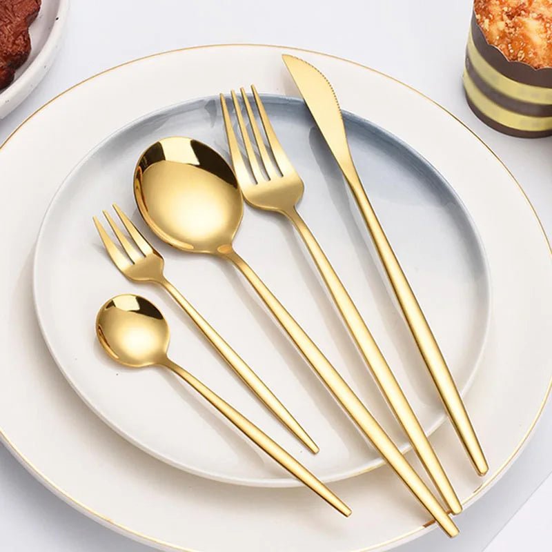 5pcs/30pcs Stainless steel cutlery set steak forks dessert spoons fruit forks are suitable for banquet restaurant guests - The Melt Theory Lab by Kandylandlaiid LLC