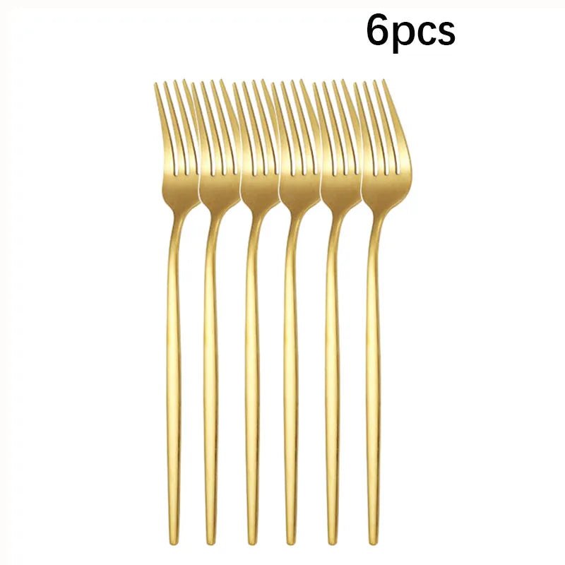5pcs/30pcs Stainless steel cutlery set steak forks dessert spoons fruit forks are suitable for banquet restaurant guests - The Melt Theory Lab by Kandylandlaiid LLC