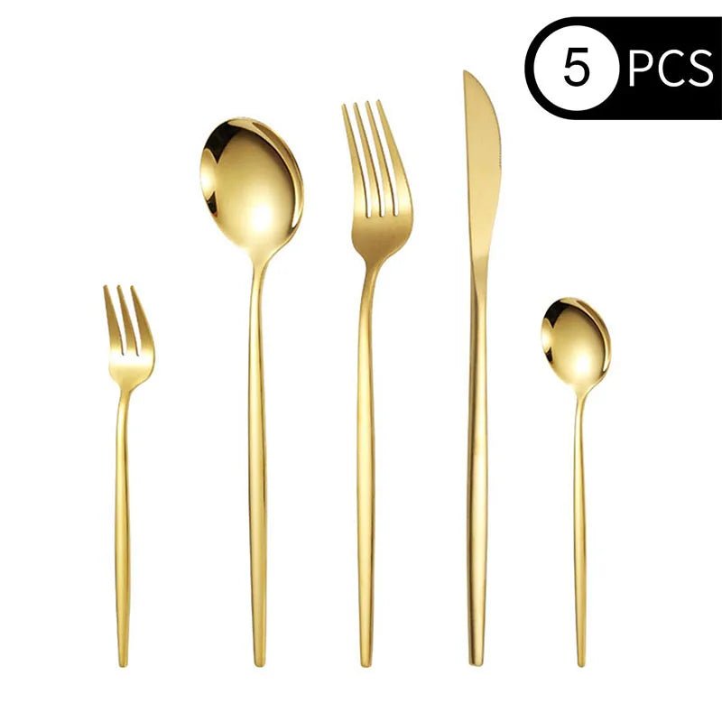 5pcs/30pcs Stainless steel cutlery set steak forks dessert spoons fruit forks are suitable for banquet restaurant guests - The Melt Theory Lab by Kandylandlaiid LLC
