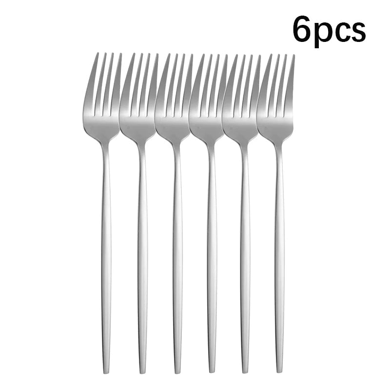 6pcs/30pcs Stainless steel cutlery knife fork spoon western steak knife fork spoon coffee spoon dessert spoon fork set - The Melt Theory Lab by Kandylandlaiid LLC