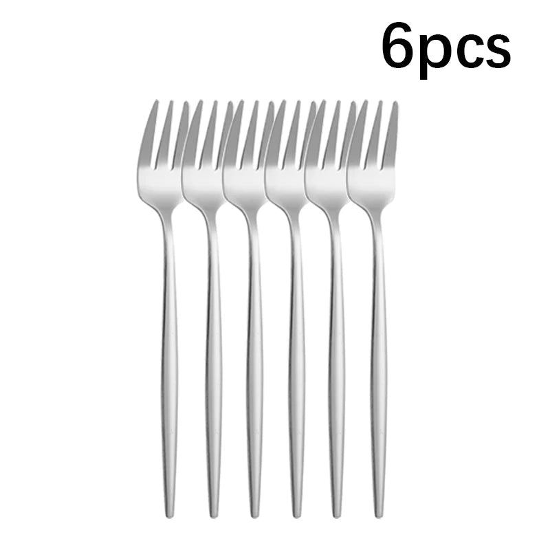 6pcs/30pcs Stainless steel cutlery knife fork spoon western steak knife fork spoon coffee spoon dessert spoon fork set - The Melt Theory Lab by Kandylandlaiid LLC