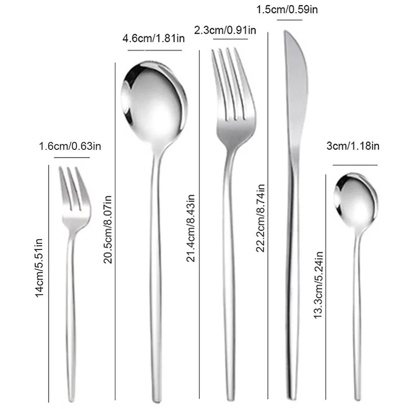 6pcs/30pcs Stainless steel cutlery knife fork spoon western steak knife fork spoon coffee spoon dessert spoon fork set - The Melt Theory Lab by Kandylandlaiid LLC