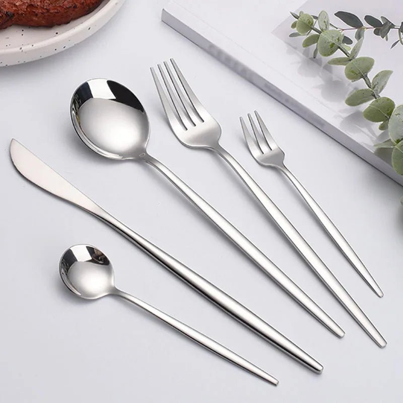 6pcs/30pcs Stainless steel cutlery knife fork spoon western steak knife fork spoon coffee spoon dessert spoon fork set - The Melt Theory Lab by Kandylandlaiid LLC