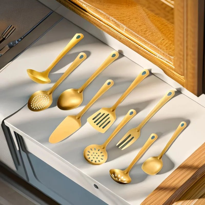 9pcs Stainless Steel Dinnerware Set Creative Korean Cutlery Golden Spoon Korean - style Chafing Dish Buffet Cutlery Set Spoon Set - The Melt Theory Lab by Kandylandlaiid LLC