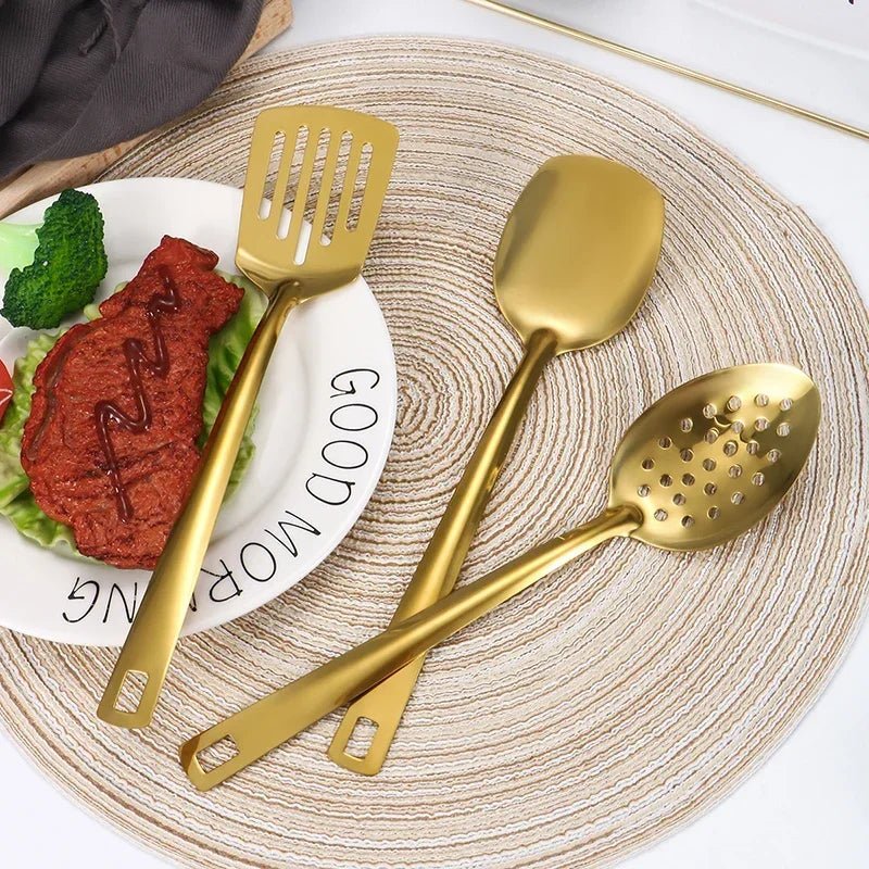 9pcs Stainless Steel Dinnerware Set Creative Korean Cutlery Golden Spoon Korean - style Chafing Dish Buffet Cutlery Set Spoon Set - The Melt Theory Lab by Kandylandlaiid LLC