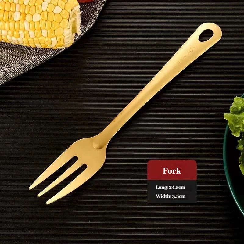 9pcs Stainless Steel Dinnerware Set Creative Korean Cutlery Golden Spoon Korean - style Chafing Dish Buffet Cutlery Set Spoon Set - The Melt Theory Lab by Kandylandlaiid LLC