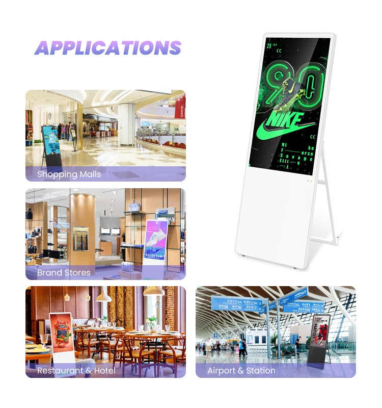 43 inch Portable digital poster lcd android smart indoor Advertising Player screen display board digital signage and displays