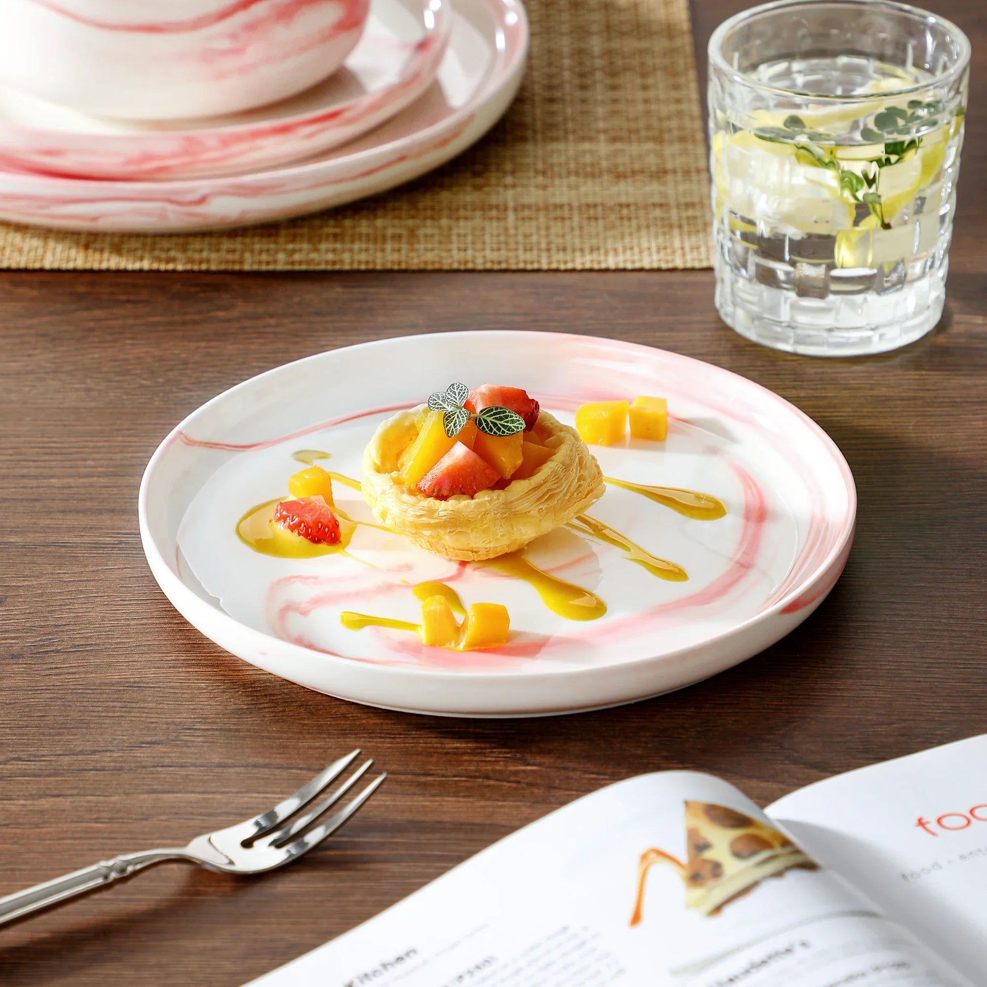MALACASA Luna series 18-Piece Ceramic Porcelain Dinnerware Set with 6 Pcs Dinner/Dessert Plates,Bowl Tableware Set Service for 6