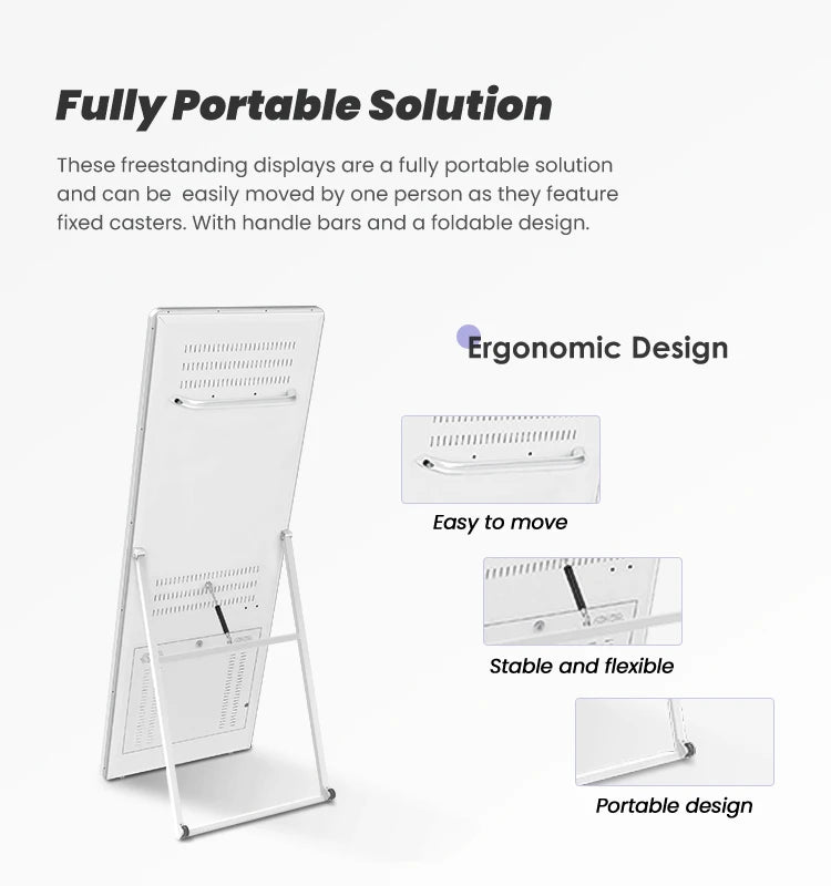 43 inch Portable digital poster lcd android smart indoor Advertising Player screen display board digital signage and displays