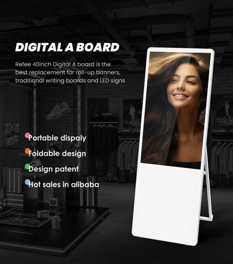 43 inch Portable digital poster lcd android smart indoor Advertising Player screen display board digital signage and displays