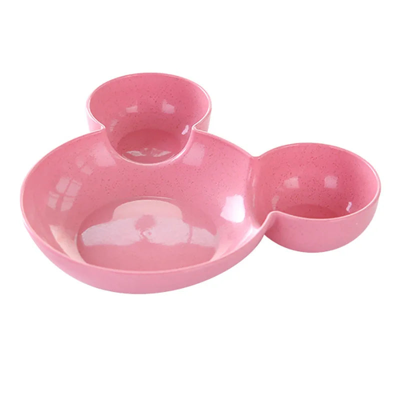 Cute Baby Plates with Dividers Dinner Plates Kids Bowl Tray Tableware Set Infant Feeding Children Divided Dinnerware BPA Free