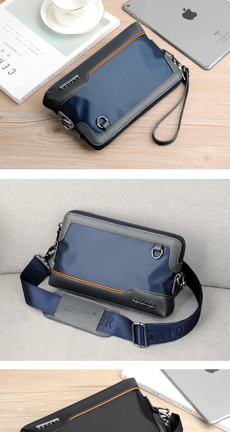 New Male Shoulder Bag Retro Zipper Waterproof Oxford Cloth Solid Color Crossbody Bag Men Casual Short Trip Sports Bag Wholesale