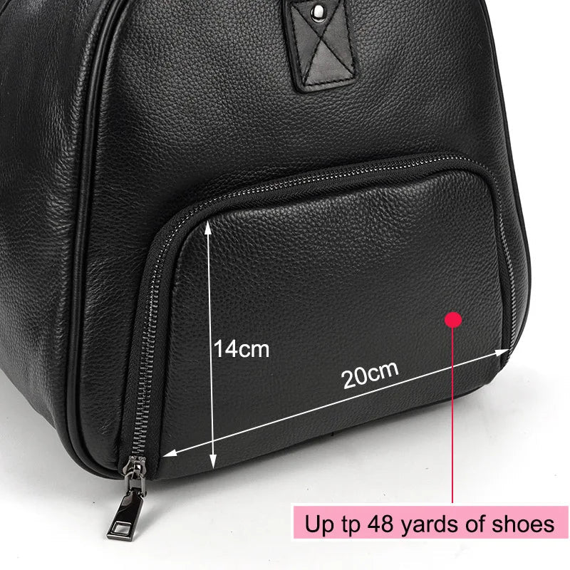 Big Capacity Genuine Leather Travel Bag For Men Women Soft Black Cowhide Casual Travel Duffel Large Luggage Weekend Shoulder Bag