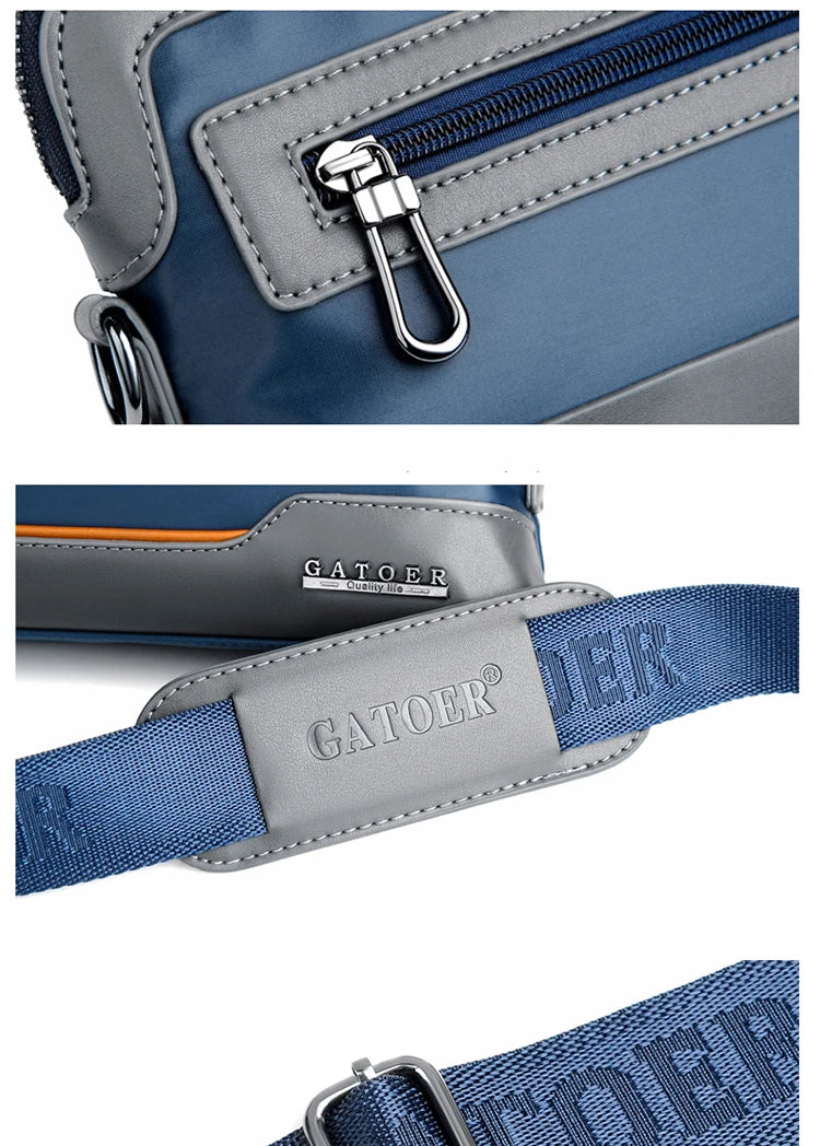 New Male Shoulder Bag Retro Zipper Waterproof Oxford Cloth Solid Color Crossbody Bag Men Casual Short Trip Sports Bag Wholesale