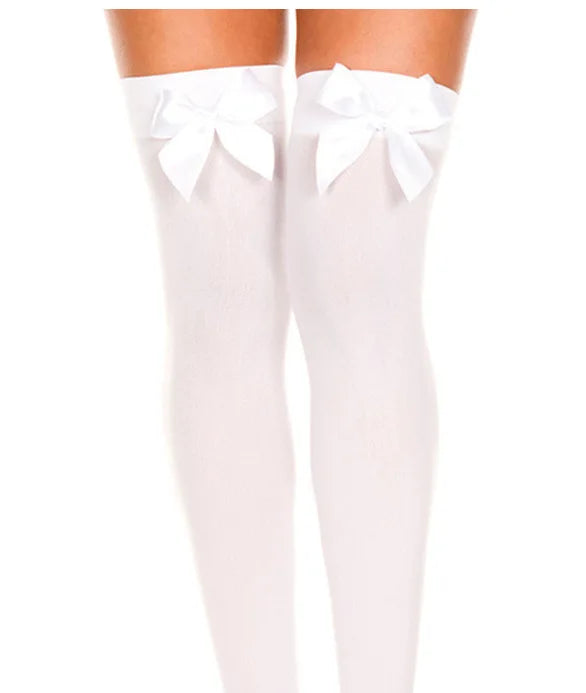 Sexy Stockings Bowknot Women Thigh High Over Knee Socks Opaque Black Girls Stretchy Elastic Spring Fashion Solid Long Chaussette