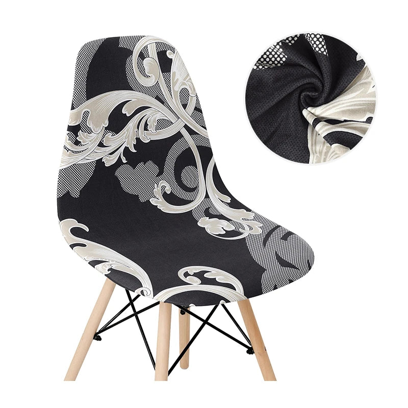 Solid Color Shell Chair Cover Stretch Cheap Short Back Chair Covers Printed Dining Seat Covers For Home Bar Hotel Party Banquet