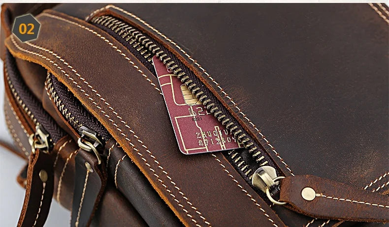 MAHEU Super Quality Men's Mini Shoulder Bag Genuine Leather Phone Pouch On Belt Small Crossbody Bag With Handle Outdoor Bag
