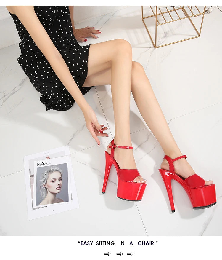 Shuzumiao Branded women's shoes pole dance 15 17 20cm sandals High Heels fashion sexy platform Black shoes Female party shoes
