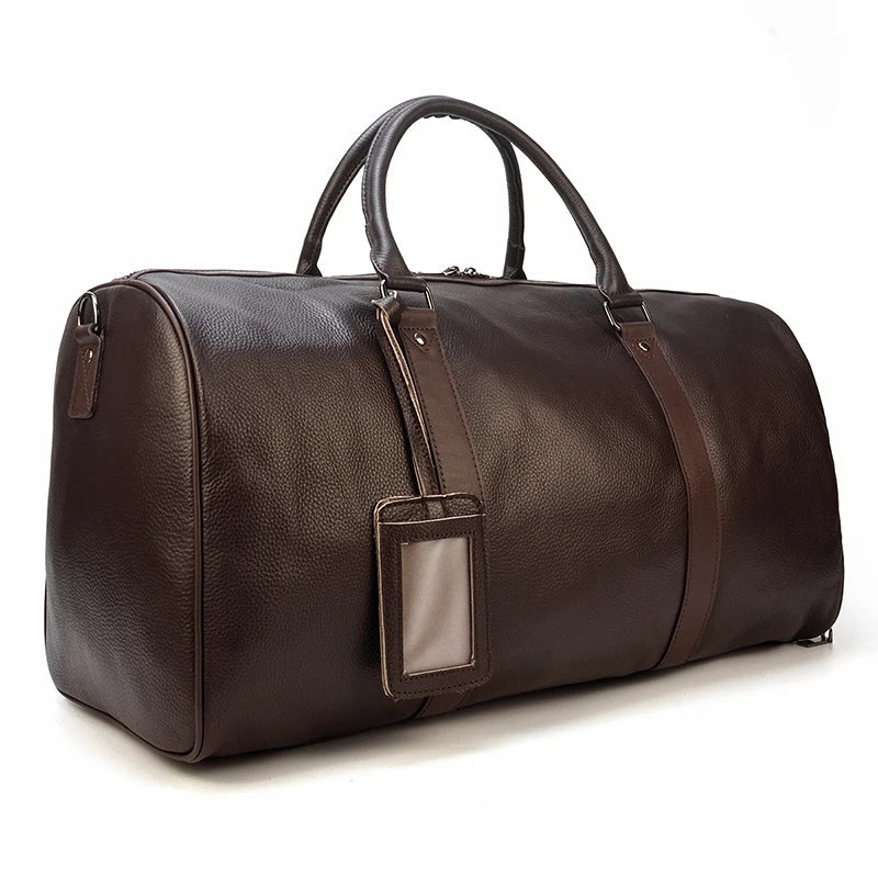 Luxury Genuine Leather Men Women Travel Bag Cow Leather Carry On Luggage Bag Travel Shoulder Bag Male Female Weekend Duffle Bag