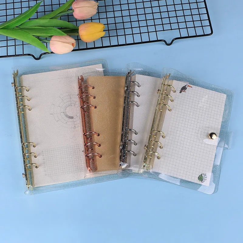 A7/A6/A5 Rose Golden Purple Blue Glittery Bling Binder Notebook Cover Diary Agenda Planner Paper Cover School Stationery