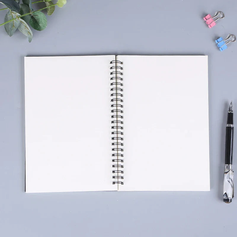 1 Book Retro Spiral Coil Kraft Paper Notebook Sketchbook Painting Diary Drawing Painting Graffiti Office School Stationery