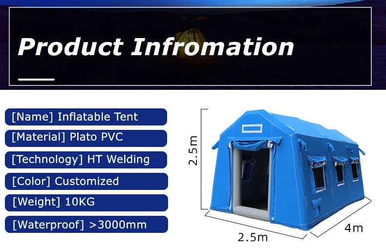 Inflatable camping tent  outdoor event trade show  glamping roof tent