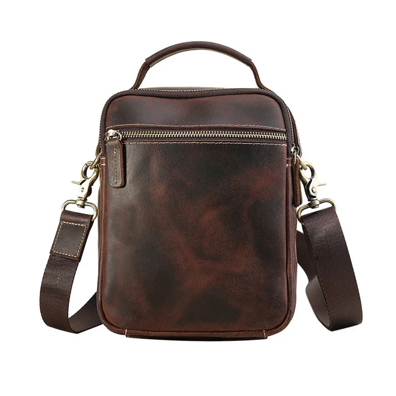 MAHEU Super Quality Men's Mini Shoulder Bag Genuine Leather Phone Pouch On Belt Small Crossbody Bag With Handle Outdoor Bag