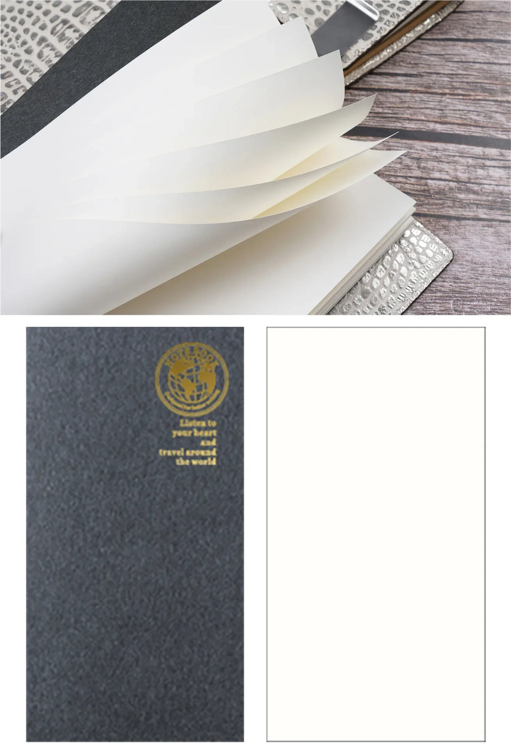 Retro Foil Gold Cover Travelers Notebook Refill Filler Paper for Midori Notebook and Journal Insert Refill Standard Passport
