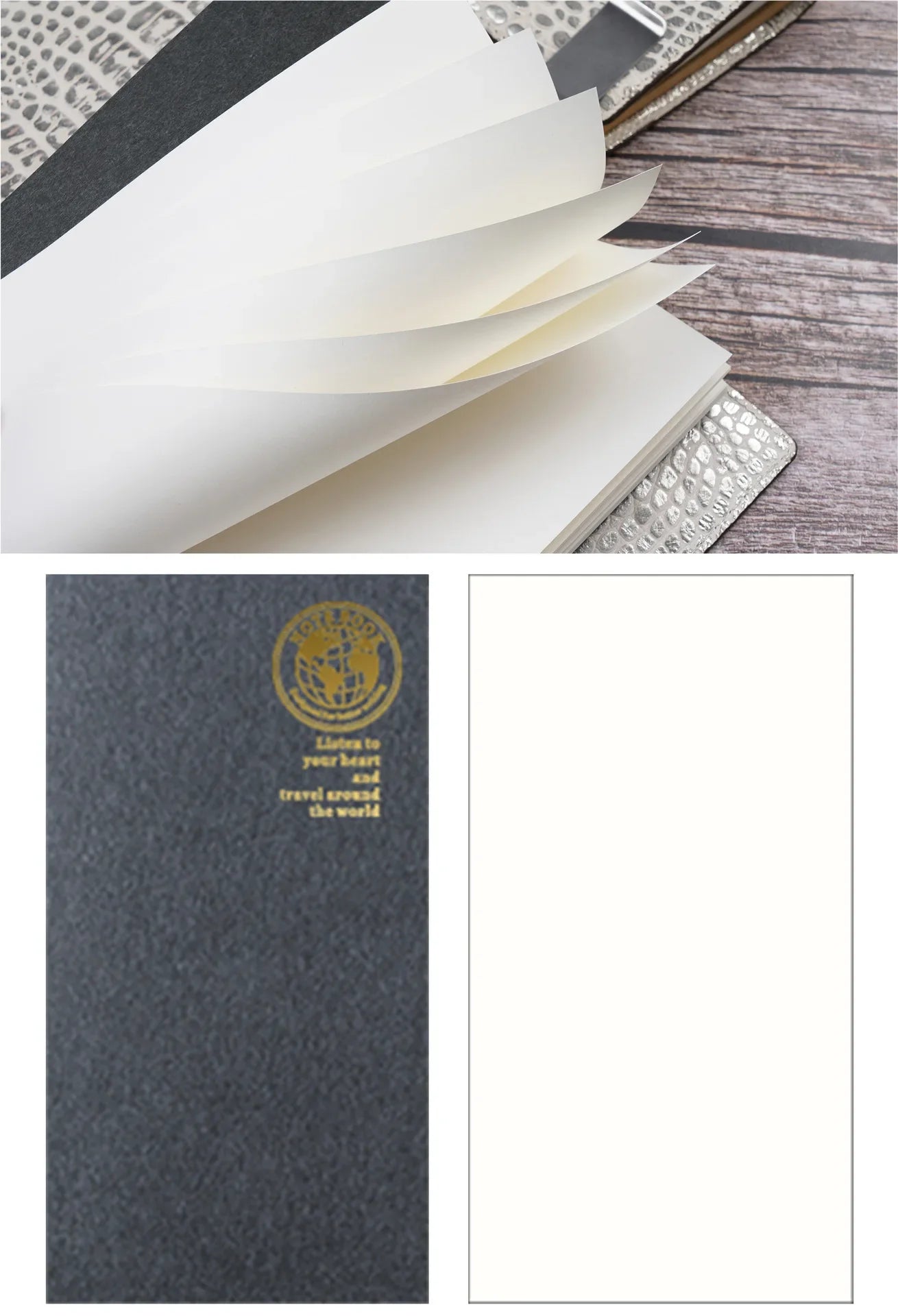 Retro Foil Gold Cover Travelers Notebook Refill Filler Paper for Midori Notebook and Journal Insert Refill Standard Passport