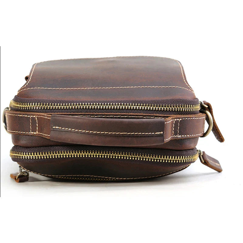 MAHEU Super Quality Men's Mini Shoulder Bag Genuine Leather Phone Pouch On Belt Small Crossbody Bag With Handle Outdoor Bag