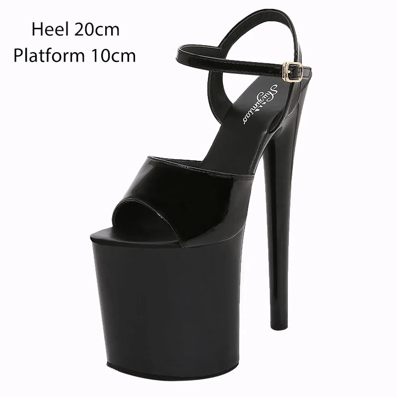 Shuzumiao Branded women's shoes pole dance 15 17 20cm sandals High Heels fashion sexy platform Black shoes Female party shoes