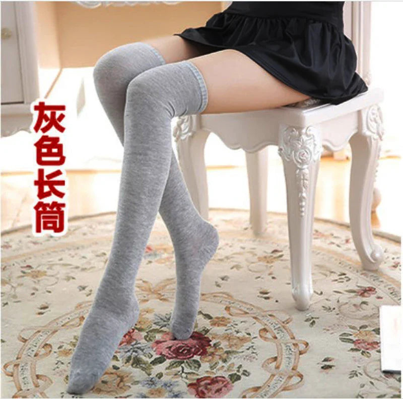 Sexy Stockings Bowknot Women Thigh High Over Knee Socks Opaque Black Girls Stretchy Elastic Spring Fashion Solid Long Chaussette