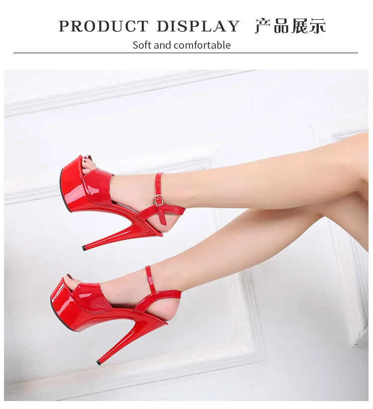 Shuzumiao Branded women's shoes pole dance 15 17 20cm sandals High Heels fashion sexy platform Black shoes Female party shoes