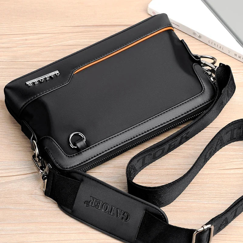 New Male Shoulder Bag Retro Zipper Waterproof Oxford Cloth Solid Color Crossbody Bag Men Casual Short Trip Sports Bag Wholesale