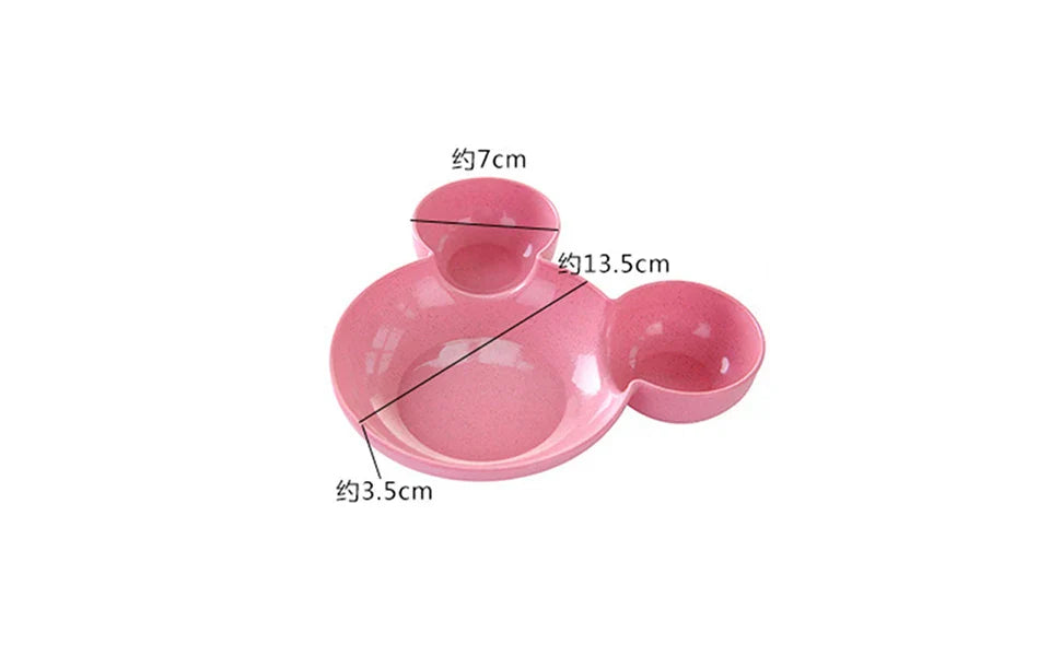 Cute Baby Plates with Dividers Dinner Plates Kids Bowl Tray Tableware Set Infant Feeding Children Divided Dinnerware BPA Free