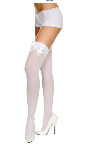 Sexy Stockings Bowknot Women Thigh High Over Knee Socks Opaque Black Girls Stretchy Elastic Spring Fashion Solid Long Chaussette