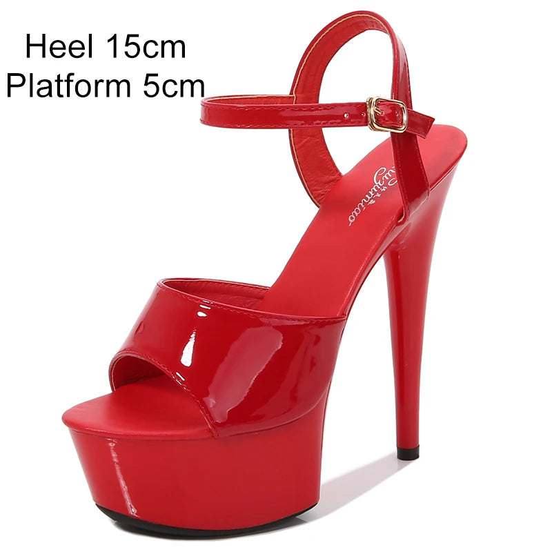 Shuzumiao Branded women's shoes pole dance 15 17 20cm sandals High Heels fashion sexy platform Black shoes Female party shoes